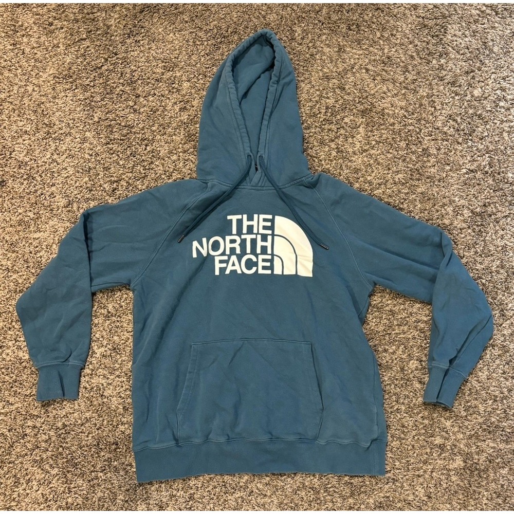 The North Face Womens Hoodie Pullover Blue Logo Size M Regular Fit